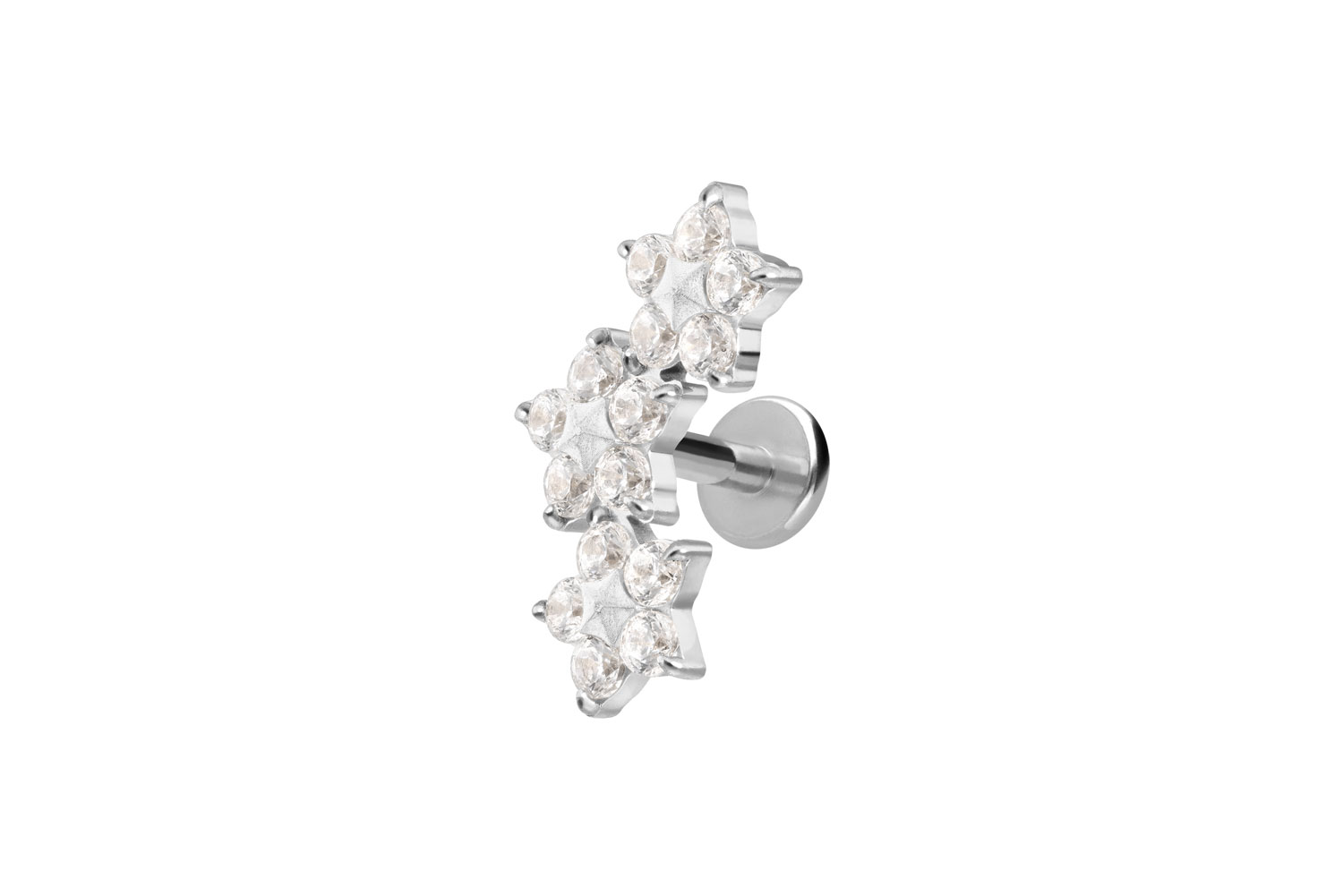 Titan Labret Piercing mit Innengewinde 3 KRISTALLBLUMEN